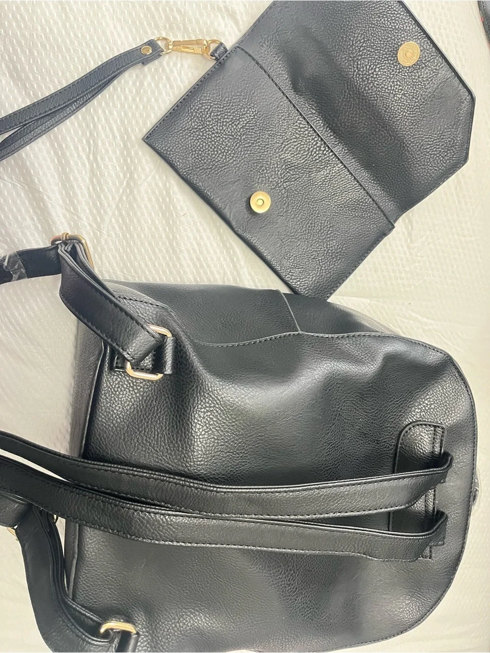 Set Black Teddy Appliqué Backpack with wristlet